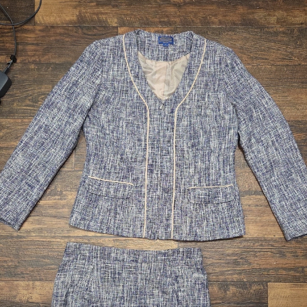 Pendleton Blue and White Tweed Blazer